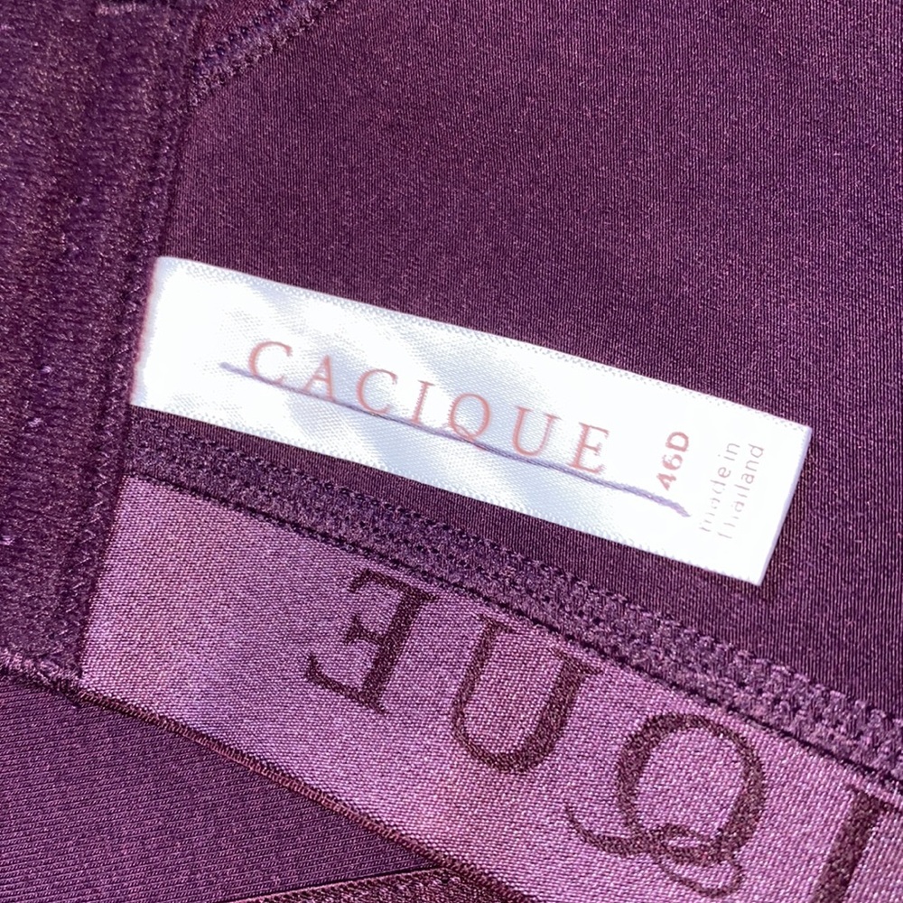 Cacique 46D Cotton lightly line no wire bra eggplant purple Star lace - Picture 5 of 8